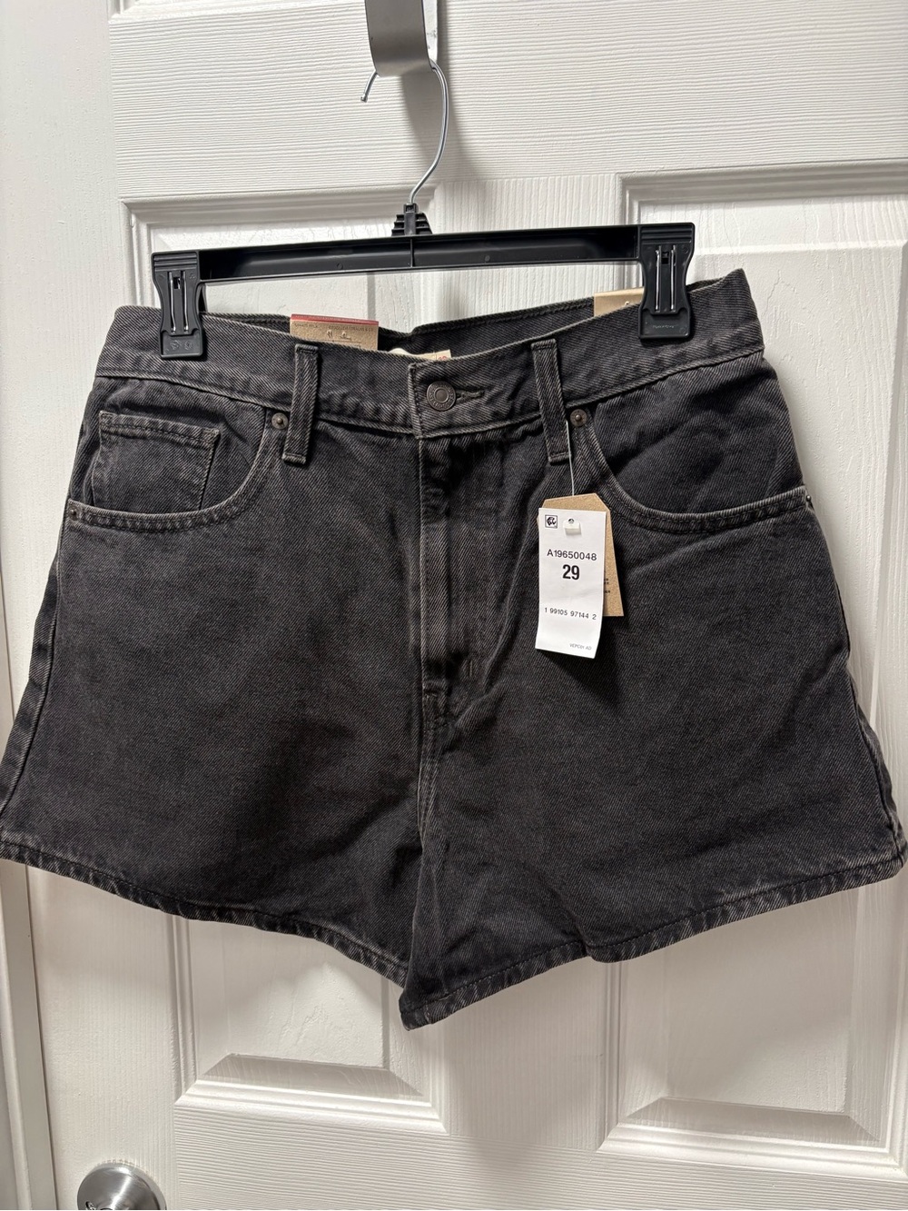 Levi's High-Waist Faded Black Wash Denim Shorts